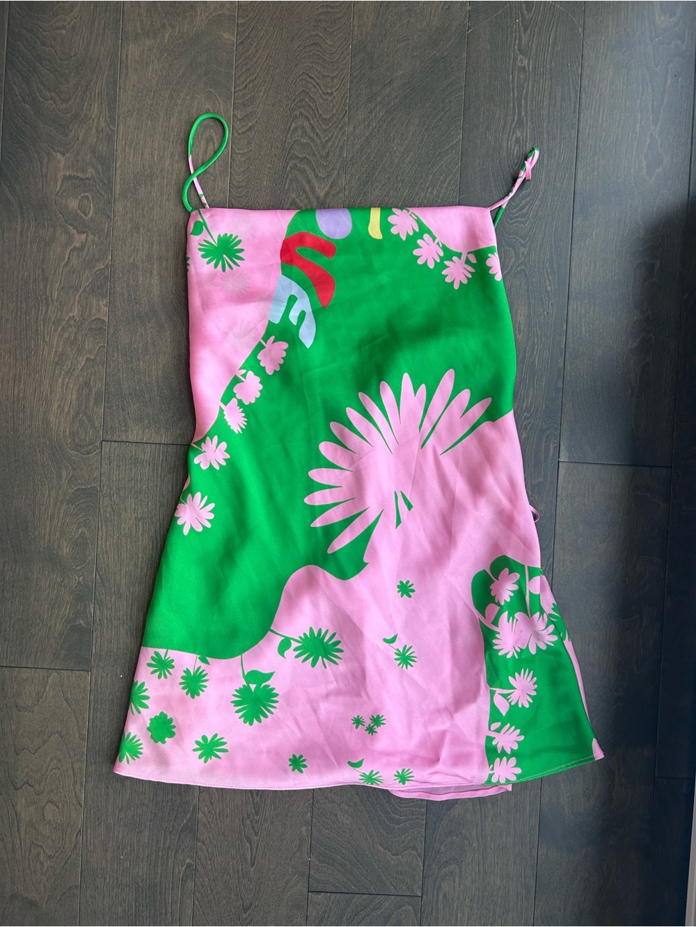 Zara Pink and Green Floral Slip Dress